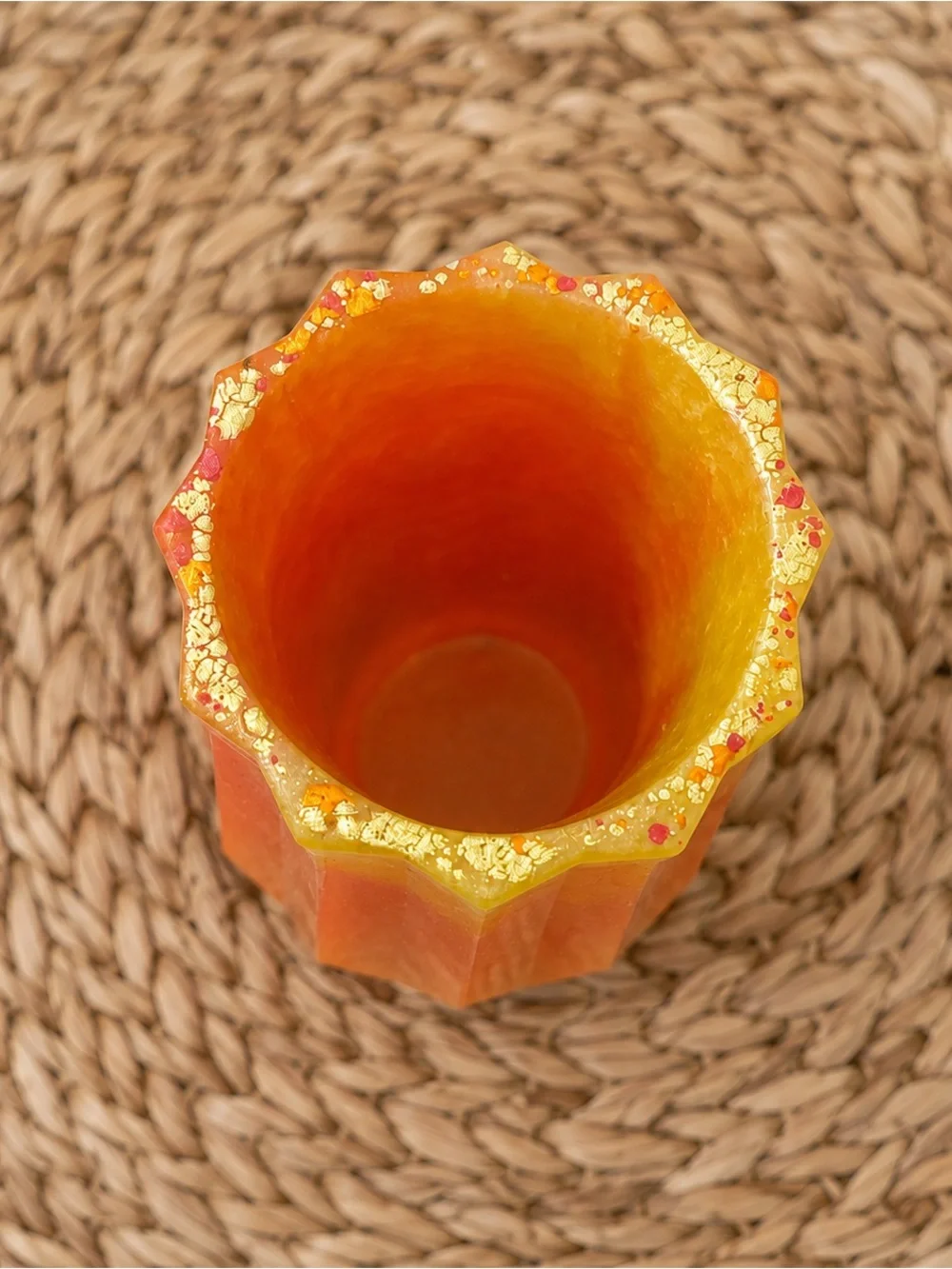 Gradient Orange & Yellow Faceted Decorative Vase